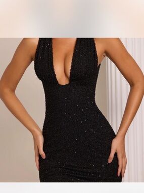 Ohpolly Cassis Black Plunge Dress